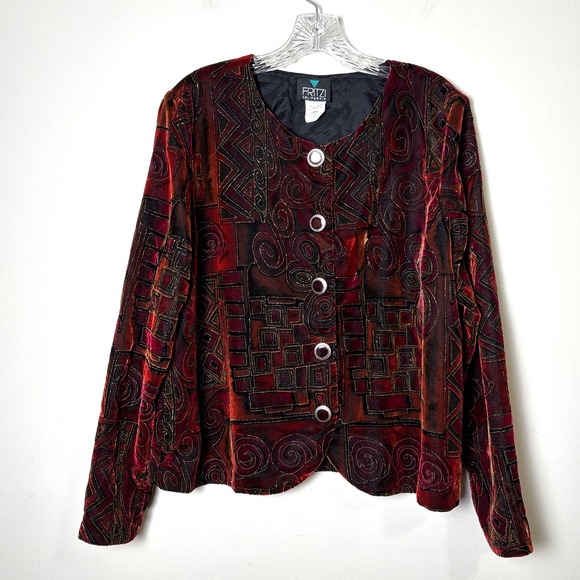 Fritzi Jackets & Blazers - Fritzi California VTG 90s Velvet Dressy Jacket Large Eclectic Art to Wear Party